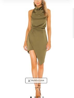 Elliatt Olive Asymmetrical Draped Dress